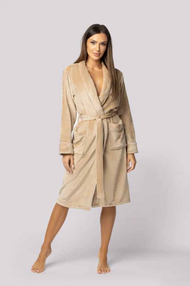 Beige badekåpe med lommer