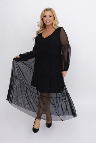 Czarna Sukienka siateczkowa