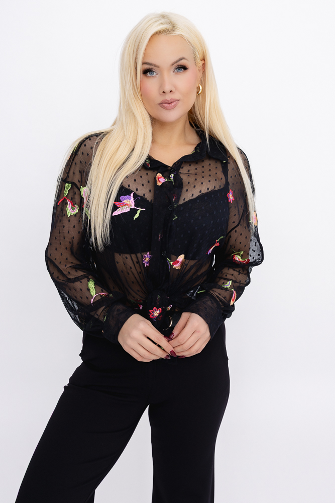 Czarna Koszula prześwitująca