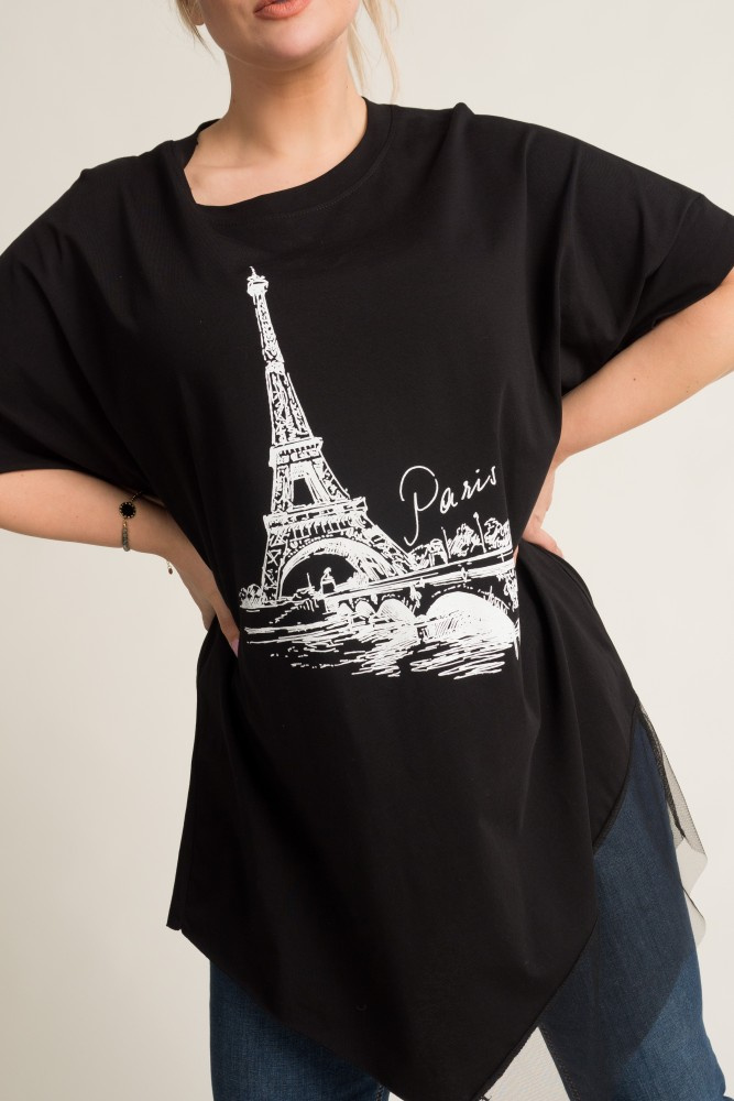 Black Asymmetrical Blouse TOWERTY