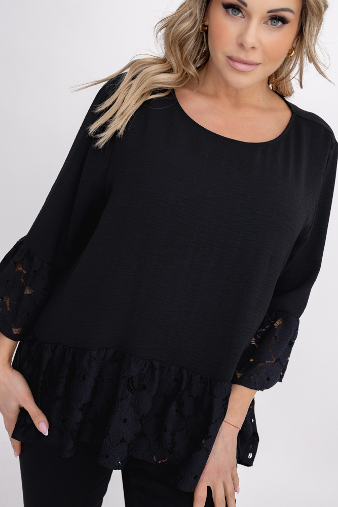 Czarna Bluzka z koronką