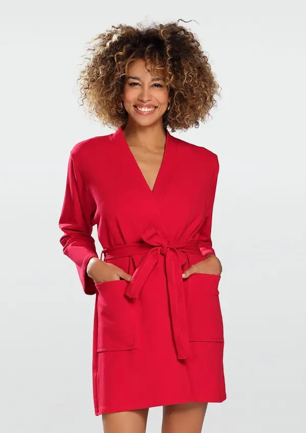 Red Cotton Bathrobe