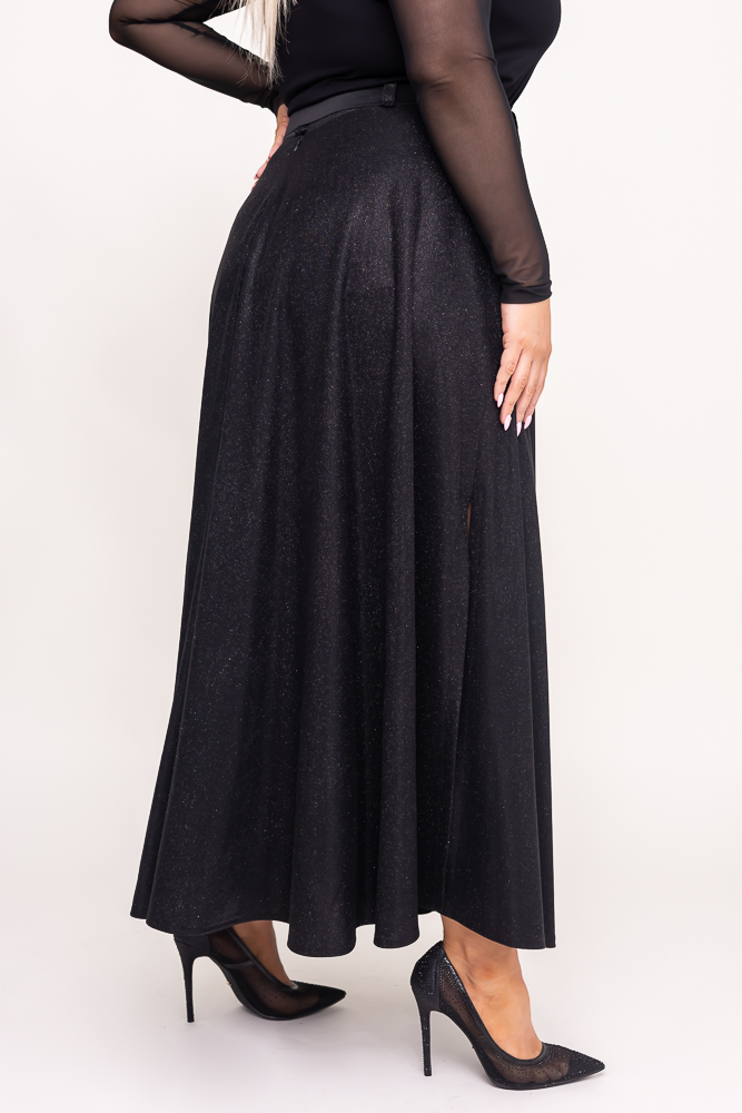 Jupe pailletée noire avec ceinture 