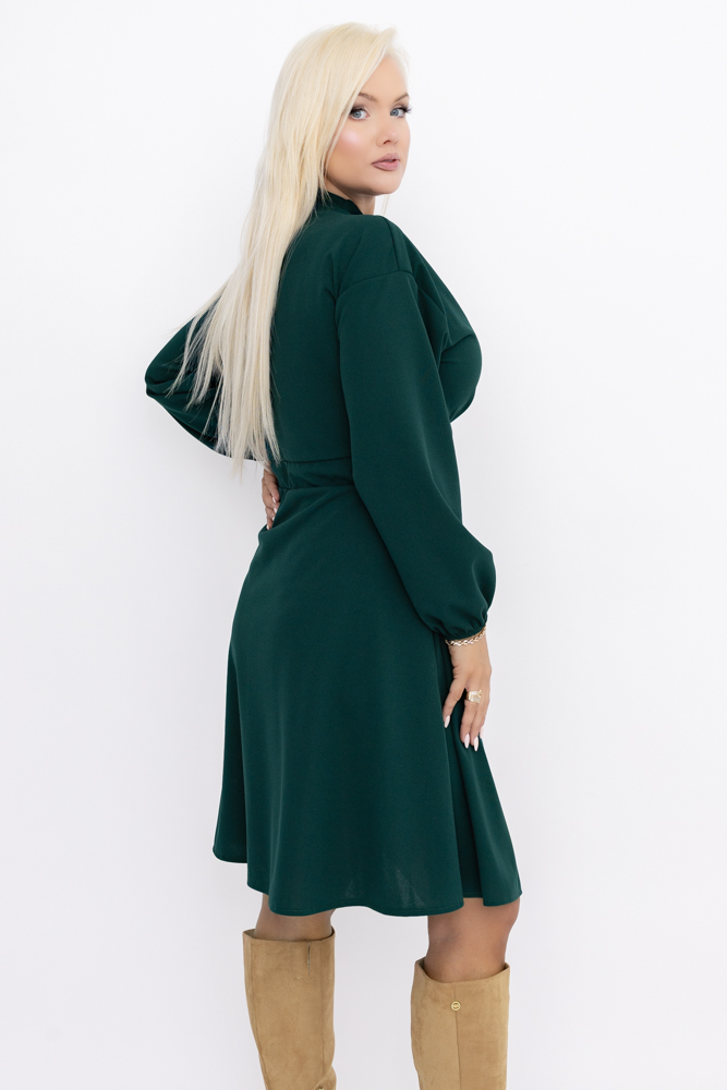 Flaschengrünes Stufenkleid