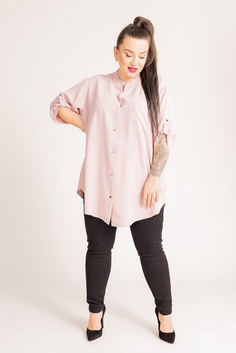 Puderrosa Shirt mit Stehkragen