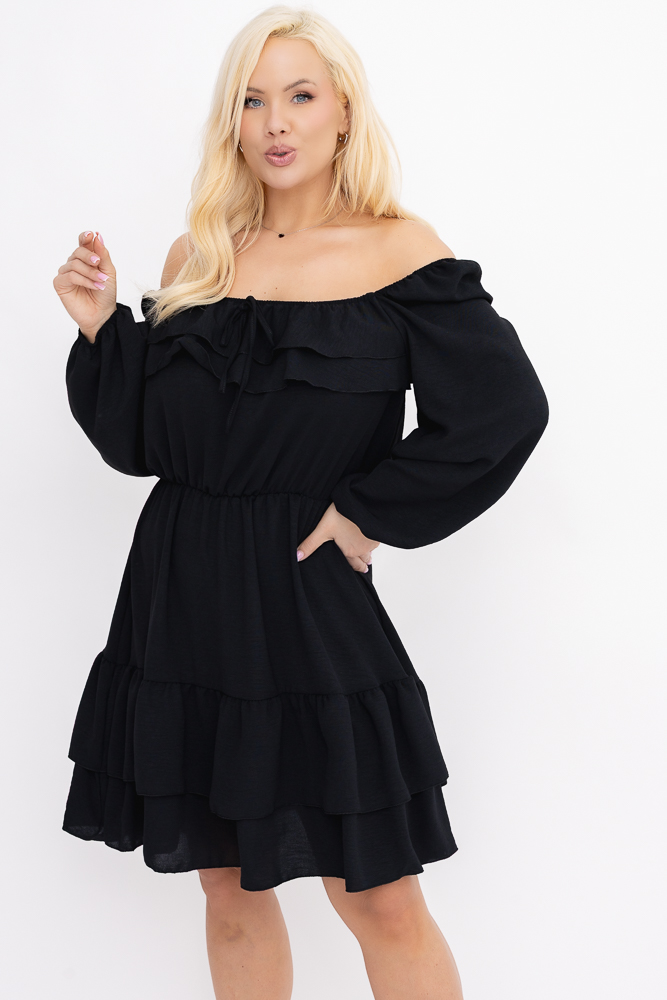 Czarna Sukienka z falbanami