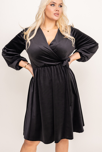 Czarna Sukienka welurowa APERI