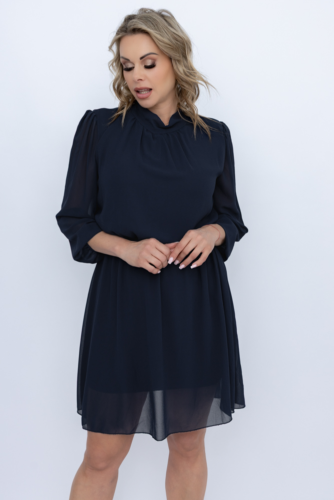 Granatowa Sukienka szyfonowa