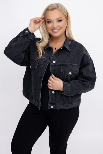 Grafitt denimjakke med rhinestones