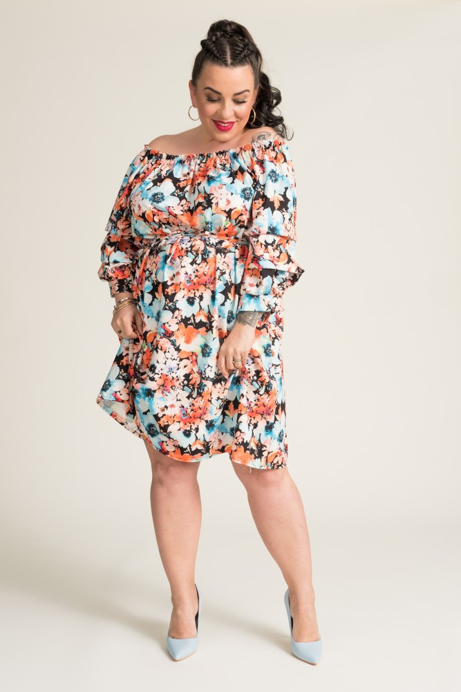 Dress with ruffled sleeves DARLIN Pattern 1