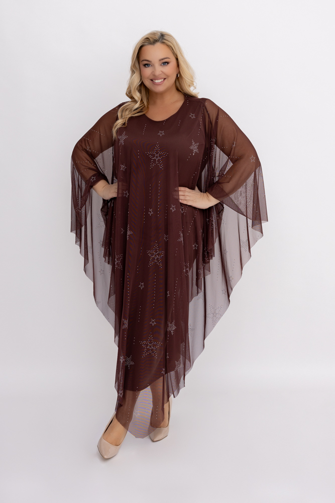 Czekoladowa Sukienka z siateczką Wzór 2