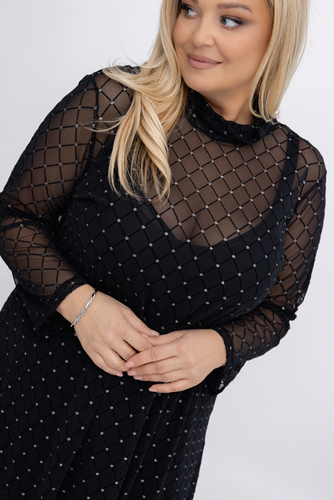 Vestido de malla negro Estampado 1