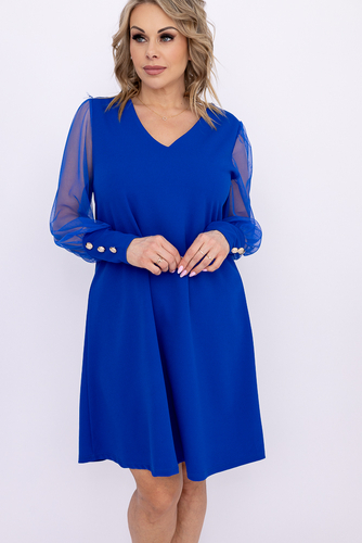 Chabrowa Sukienka z prześwitującymi rękawami