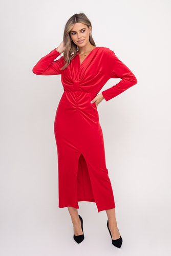 Czerwona Sukienka welurowa KASIOPI