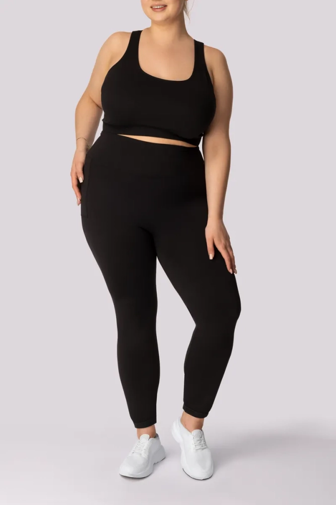 Sorte leggings med lomme