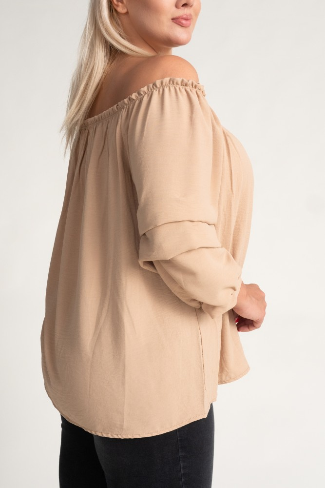 Beige Blouse with crinkle sleeves NANSI