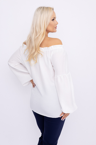Biała Bluzka z wiązanym dekoltem MIRENO