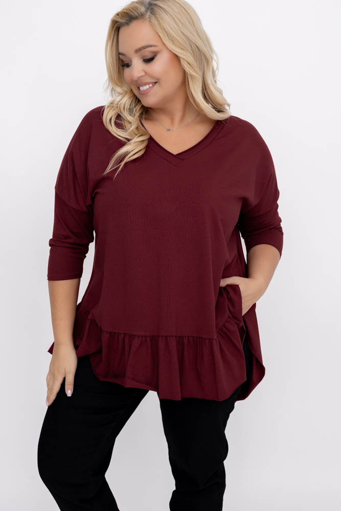  Blusa granate con volante