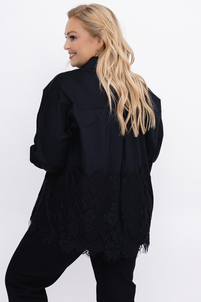 Czarna Koszula z koronką