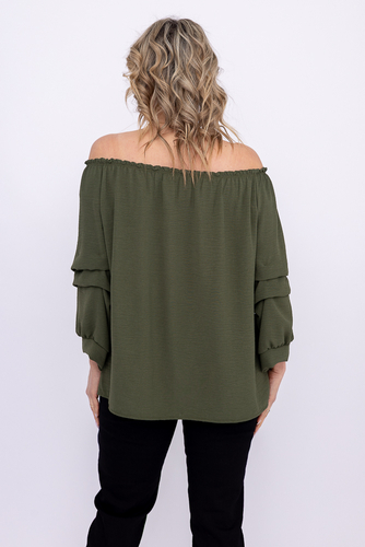 Khaki Bluzka z marszczonymi rękawami LURIGO