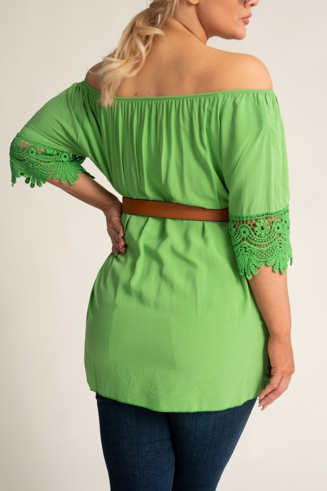 Light green Blouse with embroidery BERGAMO