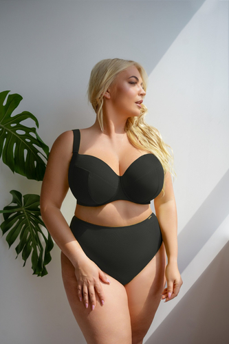 Costum de baie negru cu talie înaltă Bottoms