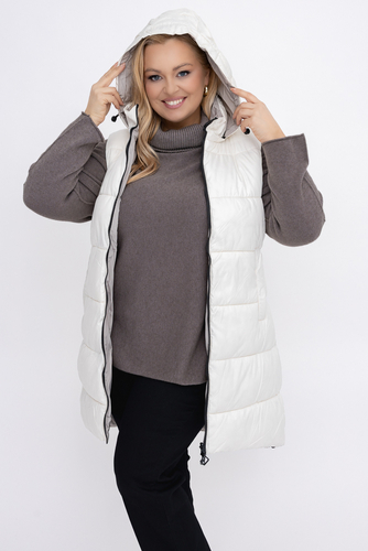  Śmietanowa Kamizelka puchowa z kapturem