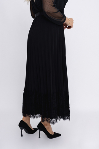  Czarna Spódnica plisowana z paskiem