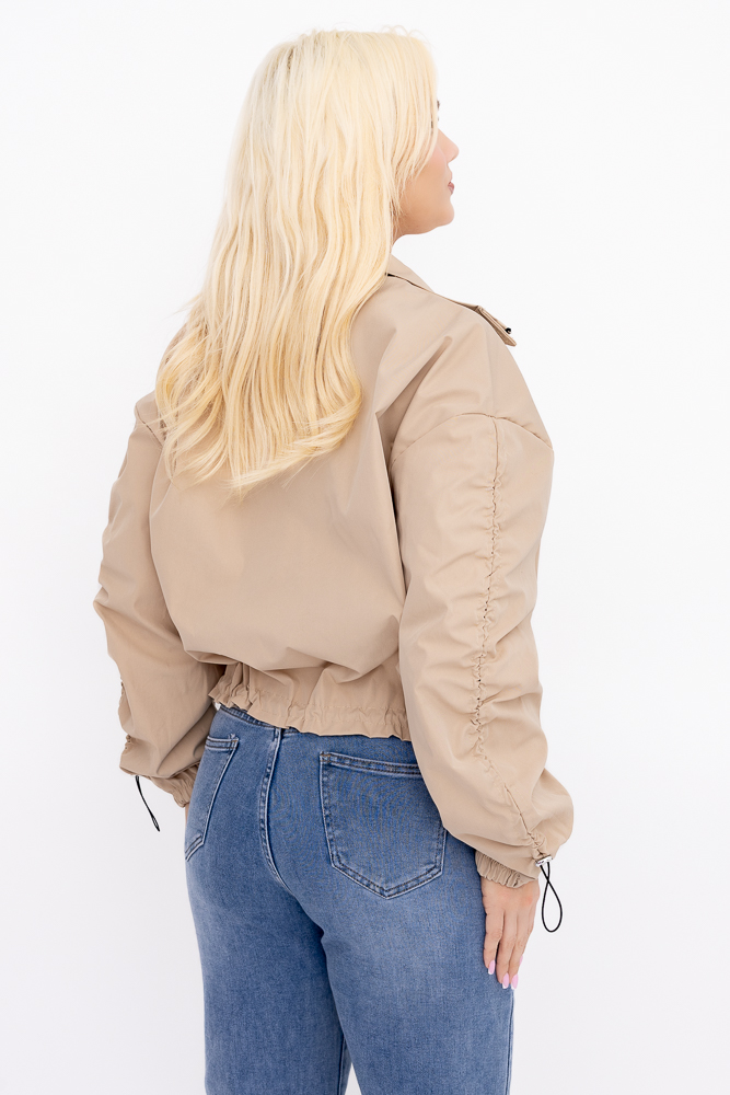 Ciemnobeżowa Kurtka z marszczeniami