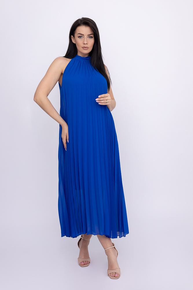 Chabrowa plisowana Sukienka szyfonowa