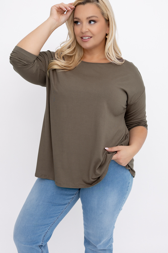 Beigefarbene glatte Bluse