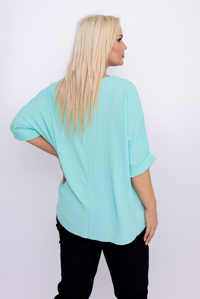 Miętowa Bluzka z wisiorkiem BELUCIO