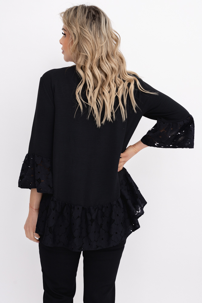 Czarna Bluzka z koronką