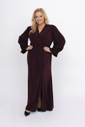 Burgundowa Sukienka z dżetami