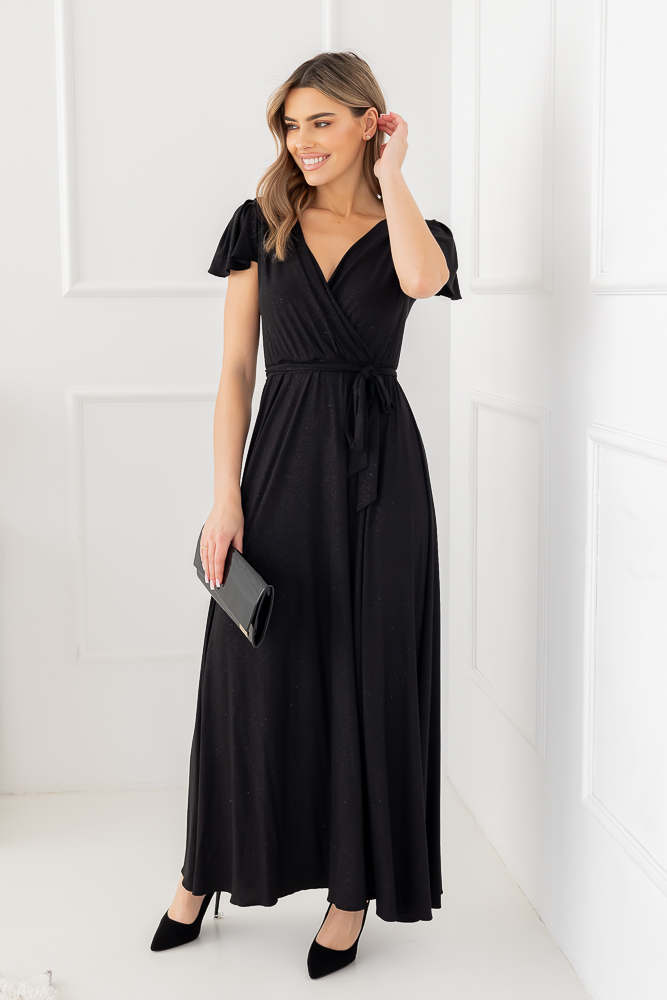 Vestido brocado negro