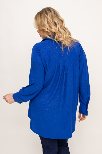 Chrpová brokátová košile oversize