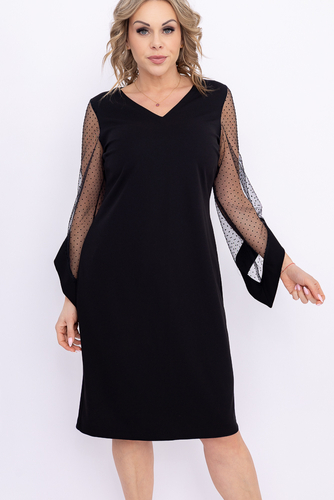 Vestido negro con mangas transparentes Wzór 1