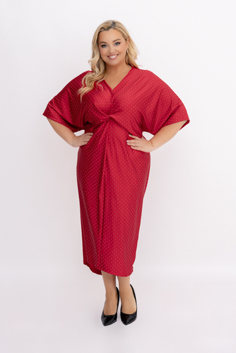 Czerwona Sukienka z dżetami