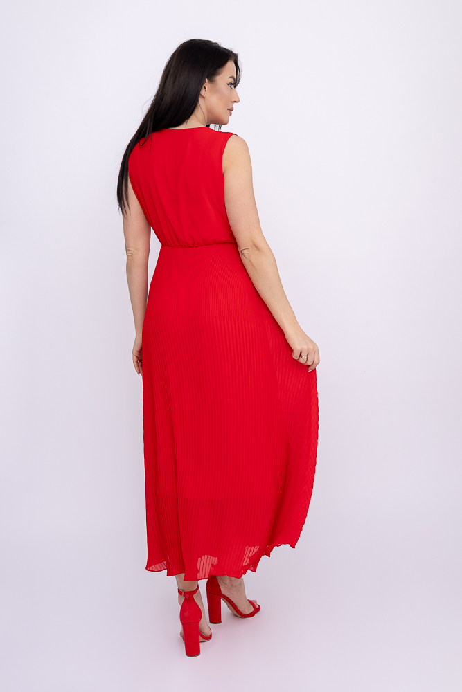Czerwona plisowana Sukienka szyfonowa GUSTEN