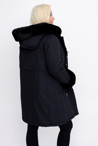 Czarna Kurtka puchowa z kapturem