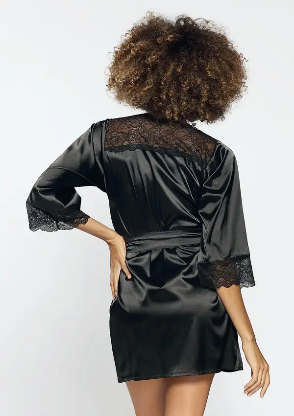 Black Satin Bathrobe