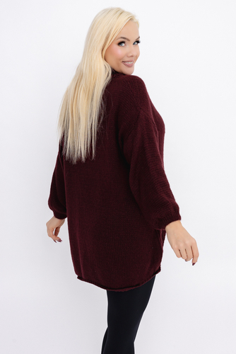 Burgundowy Sweter z golfem