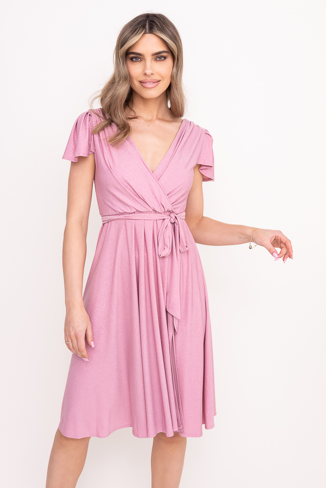 Puderrosa Brokatkleid