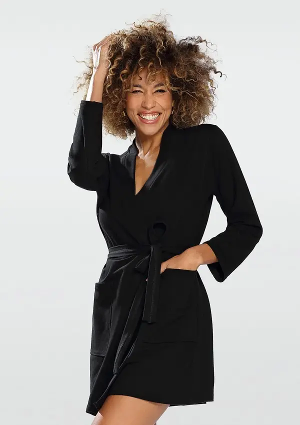 Black Cotton Bathrobe