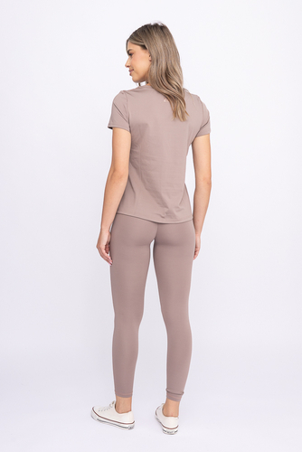 Dunkelbeiges Kurzarm-Sport-Set