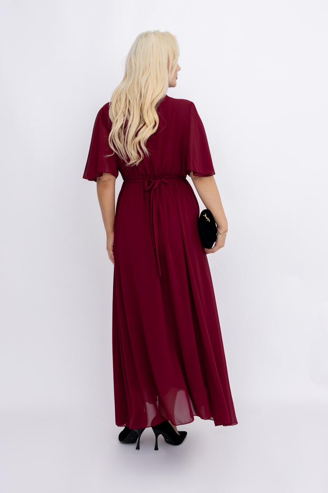 Chabrowa Sukienka szyfonowa z paskiem EGELI