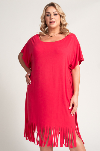 Coral Fringed Dress