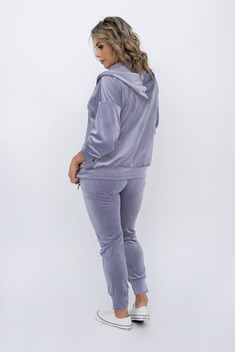 Dove Grey Velour Tracksuit Set