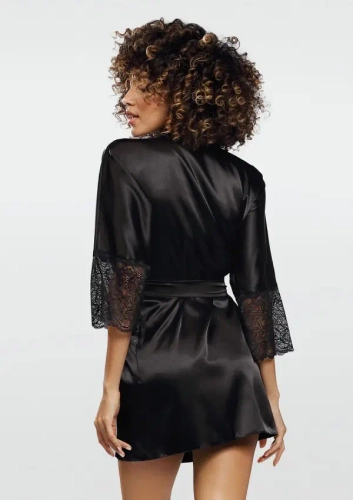 Black Satin Bathrobe