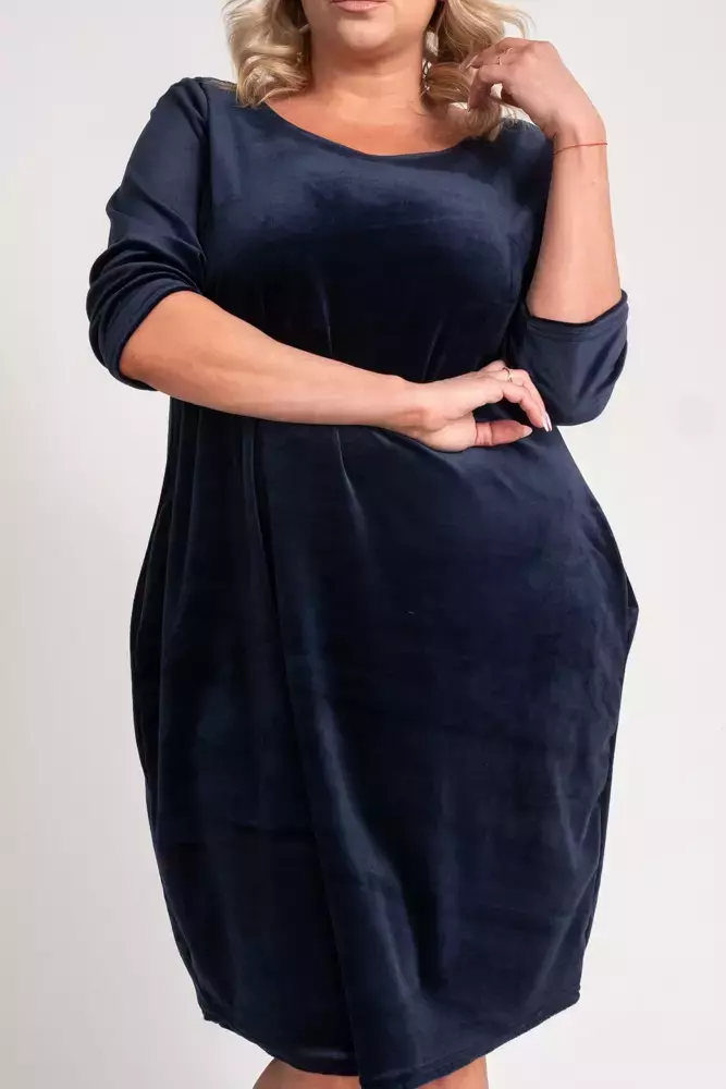 Robe en velours bleu marine